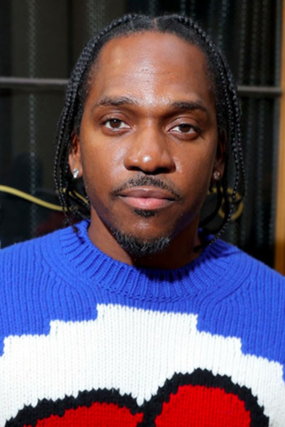 pusha t braids in middle parting