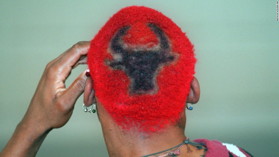 dennis rodman hair bulls logo