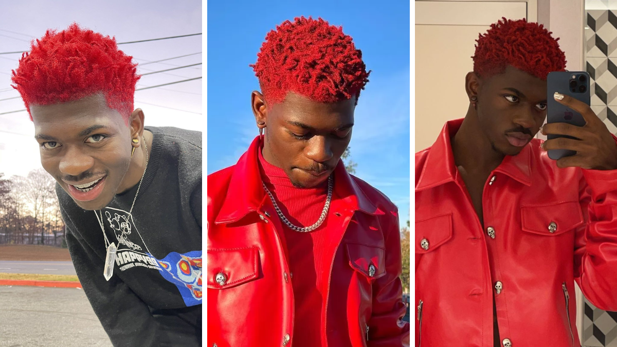 lil nas x hair in red