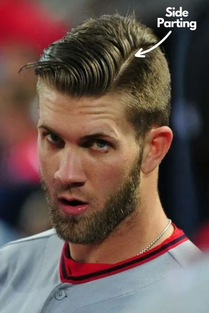 bryce harper hair with side parting