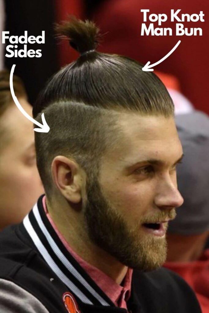 bryce harper hair in top knot pony tail