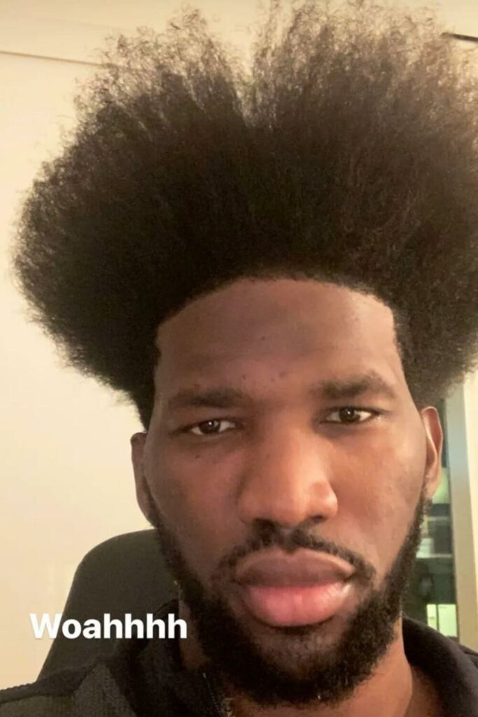 Joel Embiid Hair in an afro blowout