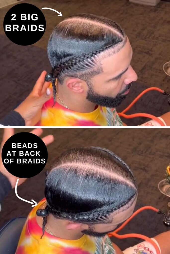 Drake Braids with middle parting