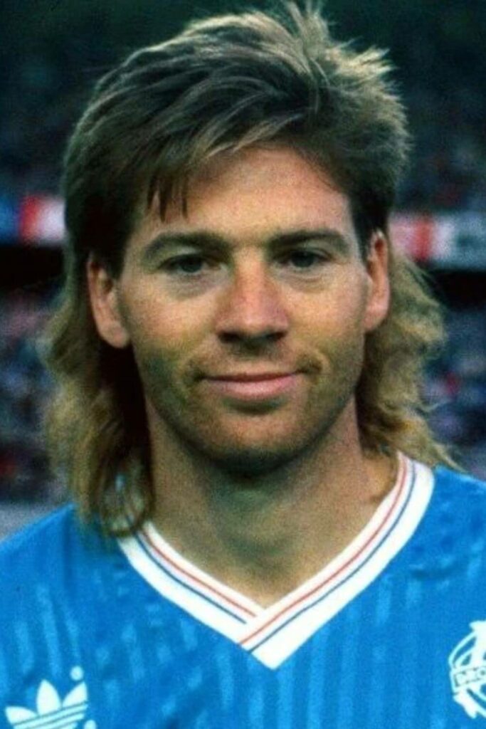 Chris Waddle Mullet with side quiff