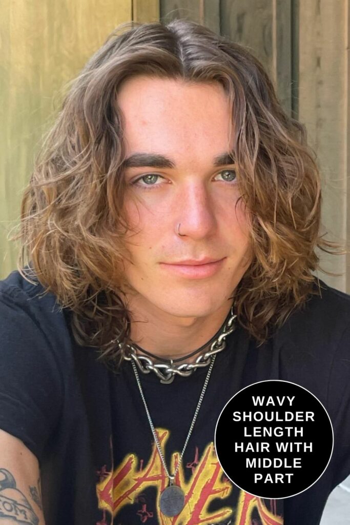 Wavy Shoulder Length with Middle Part