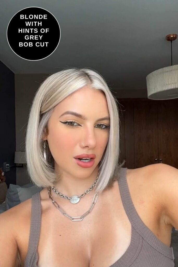 Blonde with Hints of Grey Bob Cut
